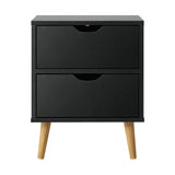 NNEED Bedside Tables 2 Drawers Air Gap Handle Black