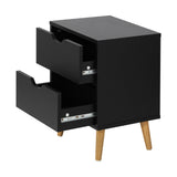 NNEED Bedside Tables 2 Drawers Air Gap Handle Black