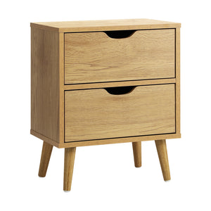 NNEED Bedside Tables 2 Drawers Air Gap Handle Wooden