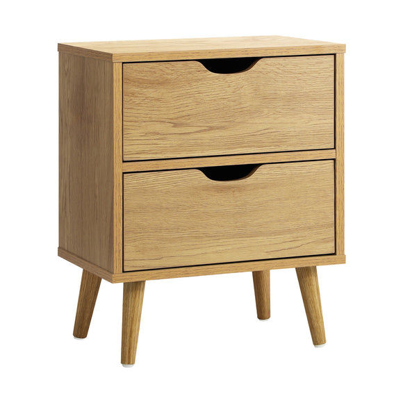 NNEED Bedside Tables 2 Drawers Air Gap Handle Wooden
