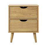 NNEED Bedside Tables 2 Drawers Air Gap Handle Wooden