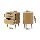 NNEED Bedside Tables 2 Drawers Air Gap Handle Wooden