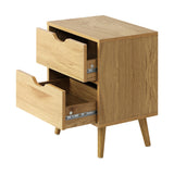 NNEED Bedside Tables 2 Drawers Air Gap Handle Wooden