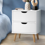 NNEED Bedside Tables 2 Drawers Air Gap Handle White