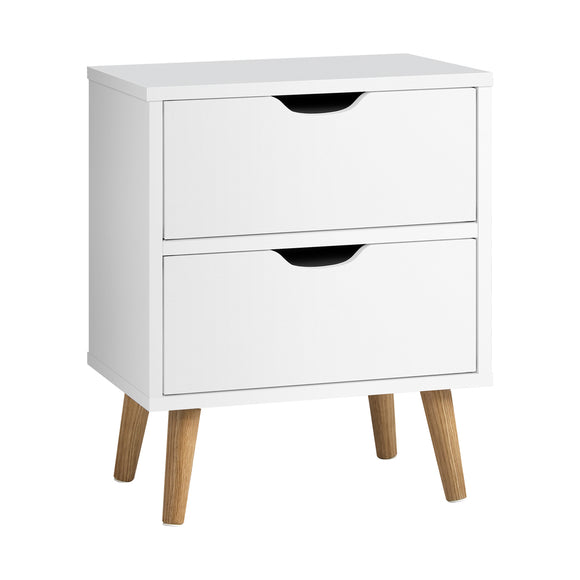 NNEED Bedside Tables 2 Drawers Air Gap Handle White