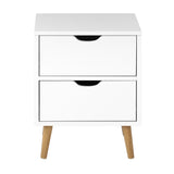 NNEED Bedside Tables 2 Drawers Air Gap Handle White