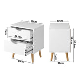NNEED Bedside Tables 2 Drawers Air Gap Handle White