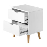NNEED Bedside Tables 2 Drawers Air Gap Handle White