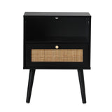 NNEED 2X Bedside Table Storage Drawer Shelf Rattan