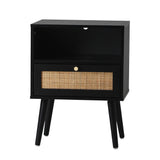 NNEED 2X Bedside Table Storage Drawer Shelf Rattan