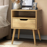 NNEED Bedside Table Handle-Free Open Shelf Wood