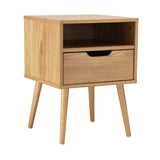 NNEED Bedside Table Handle-Free Open Shelf Wood