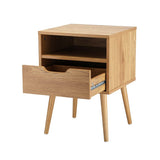 NNEED Bedside Table Handle-Free Open Shelf Wood