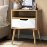 NNEED Bedside Table Handle-Free Open Shelf Wooden&White