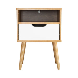 NNEED Bedside Table Handle-Free Open Shelf Wooden&White