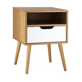NNEED Bedside Table Handle-Free Open Shelf Wooden&White