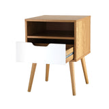 NNEED Bedside Table Handle-Free Open Shelf Wooden&White