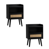 NNEED 2X Bedside Table Drawer Side Table Rattan
