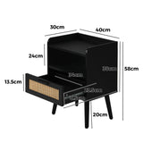 NNEED 2X Bedside Table Drawer Side Table Rattan
