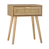 NNEED Bedside Table Wooden Rattan Furniture