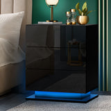 NNEED LED Bedside Table RGB 3 Drawers Black