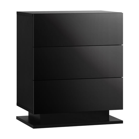 NNEED LED Bedside Table RGB 3 Drawers Black