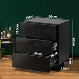 NNEED LED Bedside Table RGB 3 Drawers Black