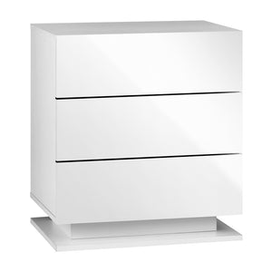 NNEED LED Bedside Table RGB 3 Drawers White