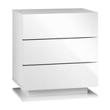 NNEED LED Bedside Table RGB 3 Drawers White