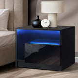 NNEED Bedside Tables RGB LED High Gloss Black