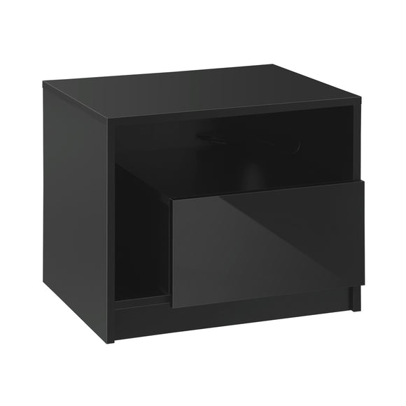 NNEED Bedside Tables RGB LED High Gloss Black