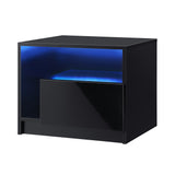 NNEED Bedside Tables RGB LED High Gloss Black