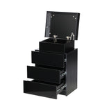 NNEED Bedside Table RGB LED 3 Drawers Black