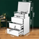 NNEED Bedside Table RGB LED 3 Drawers White