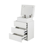 NNEED Bedside Table RGB LED 3 Drawers White