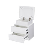 NNEED Bedside Table RGB LED 2 Drawers White