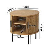 NNEED 2-tier Bedside Table with Sliding Doors Natural