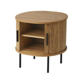 NNEED 2-tier Bedside Table with Sliding Doors Natural