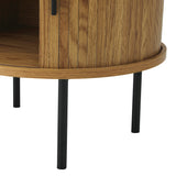 NNEED 2-tier Bedside Table with Sliding Doors Natural