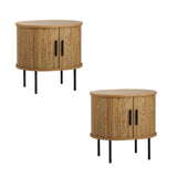 NNEED Set of 2 Bedside Tables Sliding Doors 2-tier
