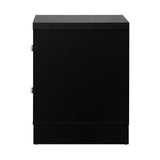 NNEED Bedside Table with Alloy Handles 2 Drawers Black
