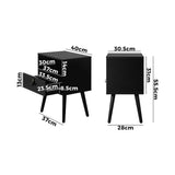 NNEED 2X Bedside Tables with Leather Handle Black