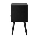 NNEED 2X Bedside Tables with Leather Handle Black