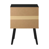 NNEED 2X Bedside Tables with Leather Handle Black