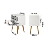 NNEED Bedside Tables with Leather Handle White