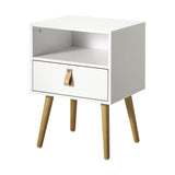 NNEED Bedside Tables with Leather Handle White