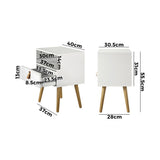 NNEED 2X Bedside Tables with Leather Handle White