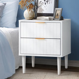 NNEED Bedside Table 2 Drawers Storage Unit White