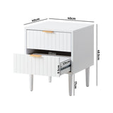 NNEED Bedside Table 2 Drawers Storage Unit White