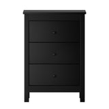 NNEED Bedside Table 3 Drawers Hamptons Furniture Black